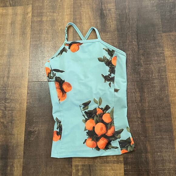 Albion Fit Clementine Tankini Top Blue Orange Print Swimsuit Size XS - Picture 1 of 8